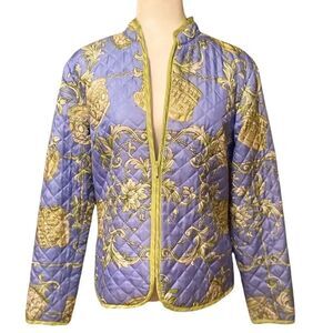 Silkland 100% Silk Quilted Puffer  Zip Up Jacket Size Medium